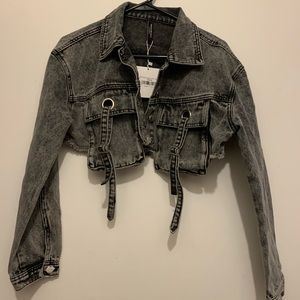 BRAND NEW Cropped Gray Denim Jacket